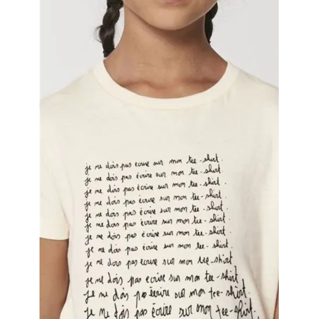 Tee shirt enfant "je ne dois pas ecrire sur mon tee shirt"
