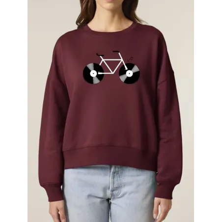 SWEAT FEMME COL ROND "VELO VINYLE"