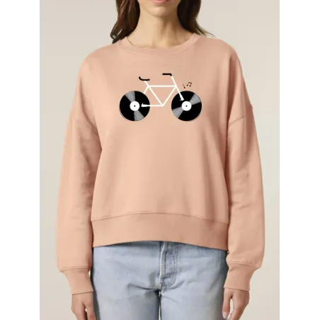 SWEAT FEMME COL ROND "VELO VINYLE"
